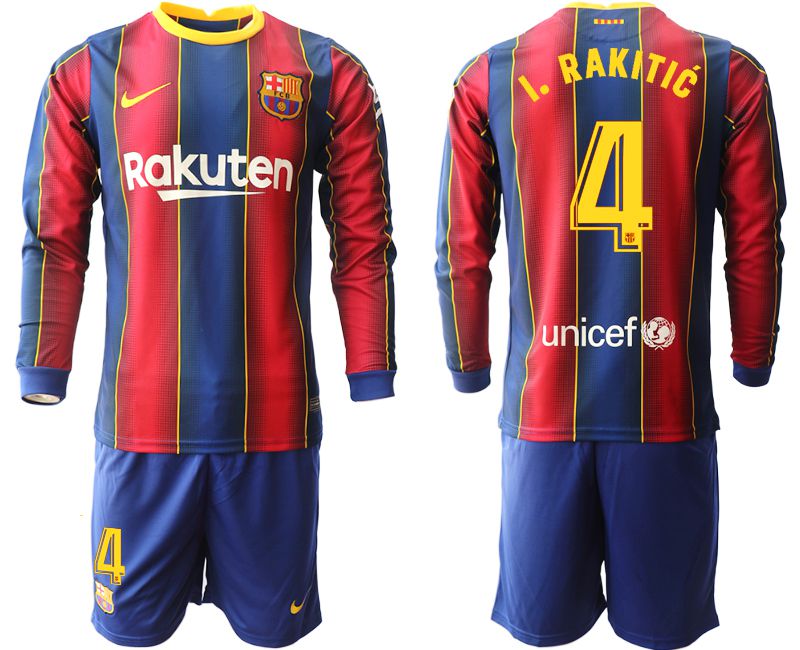 Men 2020-2021 club Barcelona home long sleeve #4 red Soccer Jerseys